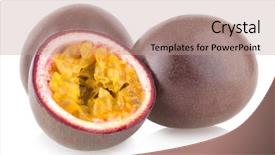  Presentation with passion fruit - Audience pleasing PPT theme consisting of passion fruits backdrop and a coral colored foreground
