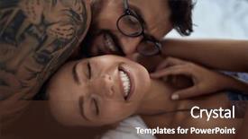  Presentation with young - PPT theme with passion intimacy - young smiling man passionately kissing background and a tawny brown colored foreground