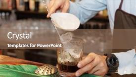  Presentation with glass of whiskey ice - Amazing slide deck having passion service - bartender is adding ice cubes backdrop and a violet colored foreground