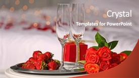  Presentation with honeymoon - Presentation design with passion service - romantic composition with strawberry background and a gray colored foreground