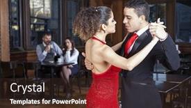  Presentation with tango couple - Slide deck with passionate tango dancers performing while mid adult couple datin background and a wine colored foreground