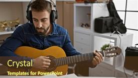  Presentation with music classic - Slide deck enhanced with passionate-young-hispanic-man and a tawny brown colored foreground