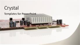  Presentation with electronic card - Cool new presentation with passive electronic component - computer graphic card isolated backdrop and a sky blue colored foreground