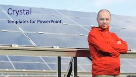  Presentation with solar panels - Amazing presentation having young male worker with solar backdrop and a gray colored foreground