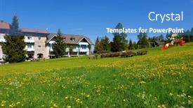  Presentation with italy - Slide deck with passo-costalunga-in-dolomites-italy background and a teal colored foreground