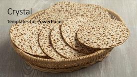  Presentation with passover - Slide set consisting of passover - basket with fresh wholewheat matzah background and a soft green colored foreground