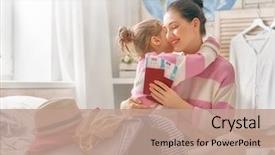  Presentation with mom daughter - Presentation design having passport - go on an adventure happy background and a coral colored foreground
