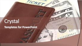  Presentation with ticket - Colorful presentation design enhanced with passport and ticket close-up backdrop and a tawny brown colored foreground