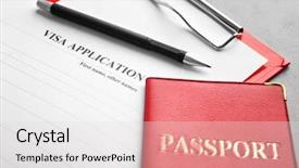  Presentation with reform - Amazing PPT theme having application form on table immigration backdrop and a light gray colored foreground