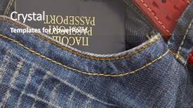  Presentation with passport - Slide deck enhanced with passport in the jeans poket background and a gray colored foreground