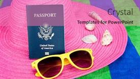  Presentation with sea shells - Audience pleasing slide deck consisting of passport-on-a-pink-tourist backdrop and a coral colored foreground