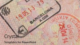  Presentation with stamps - Theme with passport page with border stamps background and a coral colored foreground