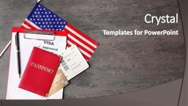  Presentation with ticket - Colorful presentation theme enhanced with passport ticket credit card backdrop and a dark gray colored foreground