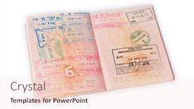  Presentation with stamps - Amazing slide set having passport-with-customs-stamps-travel backdrop and a lemonade colored foreground