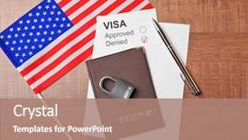  Presentation with usa flag - Cool new presentation theme with passport with lock and usa backdrop and a coral colored foreground