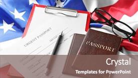  Presentation with usa flag - Theme enhanced with form on american flag immigration background and a violet colored foreground