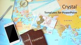  Presentation with cards connecting world - Amazing slides having passports money and arrival card backdrop and a lemonade colored foreground