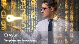  Presentation with crack - Slide set with password crack - businessman in digital security concept background and a gray colored foreground