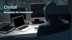  Presentation with computer-hacking - Beautiful slides featuring password crack - hacker hacking computer at night backdrop and a tawny brown colored foreground