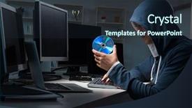  Presentation with computer hacking - Theme featuring password crack - hacker hacking computer at night background and a tawny brown colored foreground