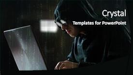  Presentation with crack - Theme having password crack - hacker in front of his background and a black colored foreground