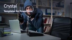  Presentation with password crack - Beautiful PPT layouts featuring password crack - young hacker hacking into computer backdrop and a  colored foreground