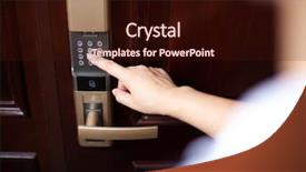  Presentation with smart home - PPT theme featuring password lock at smart home background and a wine colored foreground