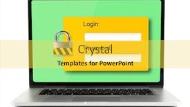  Presentation with password security - PPT theme featuring password on a laptop screen - computer security concept background and a yellow colored foreground