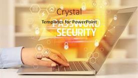  Presentation with password security - PPT layouts enhanced with password-security-inscription-on-laptop background and a yellow colored foreground