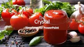  Presentation with ketchup - PPT theme enhanced with past - composition of ketchup in jar background and a tawny brown colored foreground