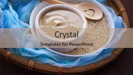  Presentation with seeds - Beautiful PPT theme featuring past - tahini and sesame seeds backdrop and a coral colored foreground