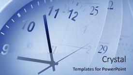  Presentation with clock face - PPT layouts enhanced with past events - clock face and calendar pages background and a light blue colored foreground