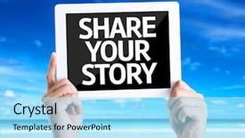 Presentation with story - Presentation design consisting of past experiance - tablet pc with text share background and a arctic colored foreground