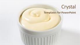  Presentation with cream - Presentation theme consisting of pastry products - bowl of cream cheese background and a lemonade colored foreground