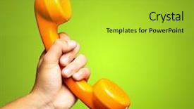  Presentation with hand shake telephone - Audience pleasing presentation consisting of up of hand holding telephone backdrop and a yellow colored foreground