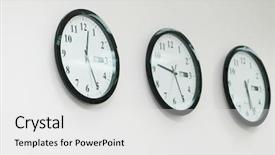  Presentation with steampunk from mechanical clocks - Amazing slide set having past life - row of round clocks backdrop and a  colored foreground