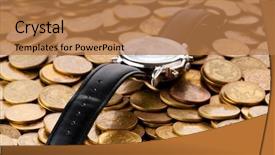  Presentation with time money - Slide set consisting of past life - time is money concept background and a coral colored foreground