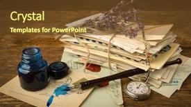  Presentation with old pen - Slide deck featuring past life - vintage ink well and fountain background and a tawny brown colored foreground