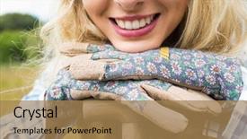  Presentation with cheerful - Audience pleasing slide set consisting of past simple - cheerful blonde woman leaning backdrop and a coral colored foreground