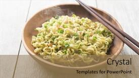  Presentation with japanese ramen - Amazing PPT theme having past simple - cooked japanese ramen dried noodles backdrop and a coral colored foreground