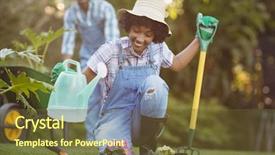  Presentation with gardening - PPT theme consisting of past simple - happy couple gardening together background and a tawny brown colored foreground