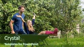  Presentation with home garden - PPT theme consisting of past simple - man pushing his girlfriend background and a tawny brown colored foreground
