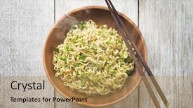  Presentation with japanese ramen - Presentation having past simple - top view cooked japanese ramen background and a coral colored foreground