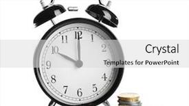 Presentation with alarm - Presentation theme featuring lifetime - alarm clock and coins background and a light gray colored foreground