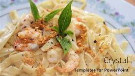  Presentation with italian cuisine - Slides having pasta ala oglio with shrimp italian cuisine background and a yellow colored foreground
