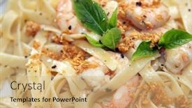  Presentation with italian cuisine - Audience pleasing presentation consisting of pasta ala oglio with shrimp italian cuisine backdrop and a coral colored foreground