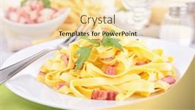 Presentation with bacon - Amazing PPT layouts having pasta and bacon backdrop and a blonde colored foreground