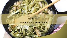  Presentation with pasta sauce - Beautiful slides featuring pasta and chicken meat in cream sauce backdrop and a yellow colored foreground