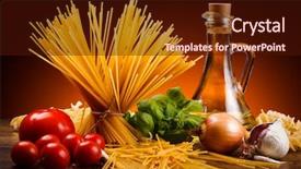  Presentation with pasta - Theme enhanced with pasta and fresh vegetables background and a wine colored foreground