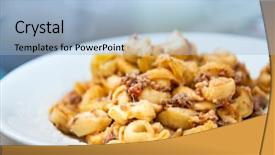  Presentation with pasta - Amazing theme having pasta bolognese on the table backdrop and a light blue colored foreground